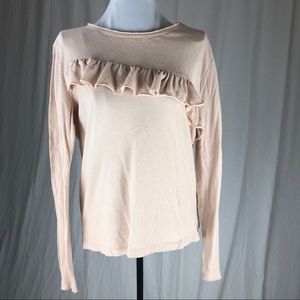 Lucky Brand Peach Long Sleeve Ruffle Top